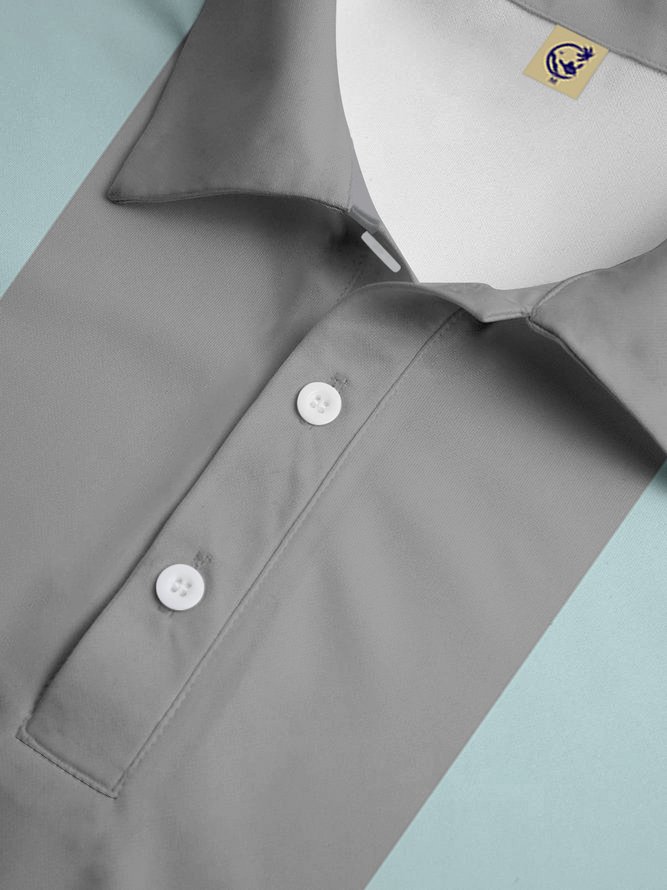 Contrast Geometric Button Short Sleeve Bowling Polo Shirt