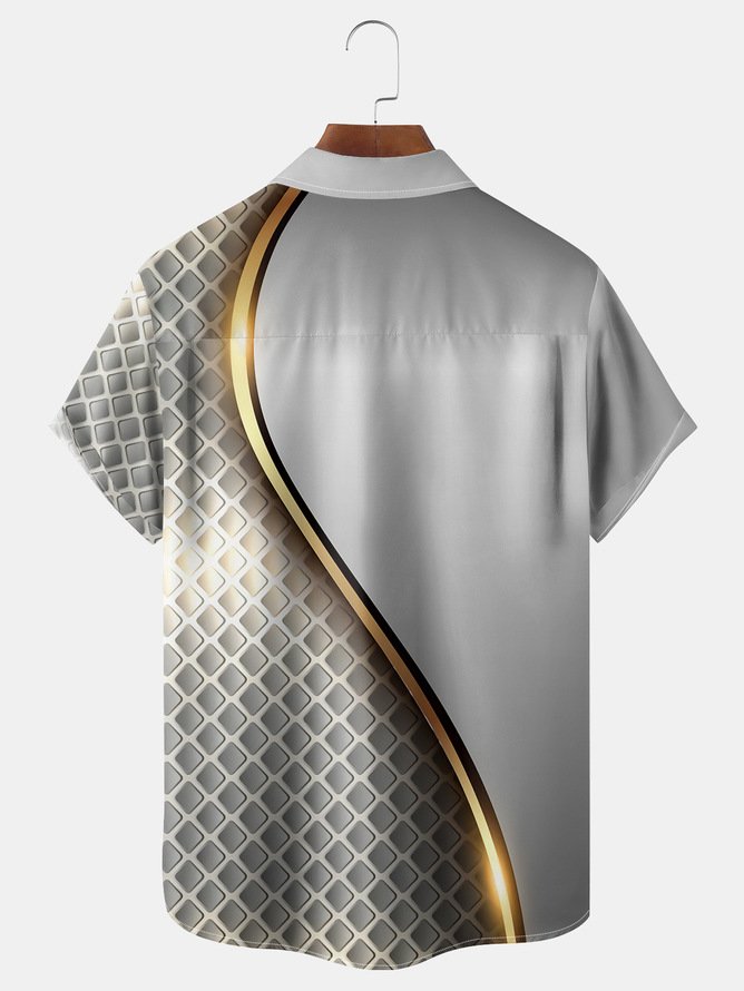 Big Size 3D Texture Chest Pocket Short Sleeve Casual Shirt