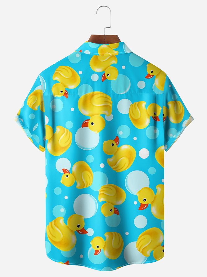 Yellow Ducks Chest Pocket Short Sleeve Hawaiian Shirt