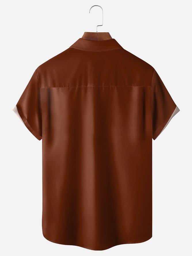 Retro Beauty Chest Pocket Short Sleeve Bowling Shirt