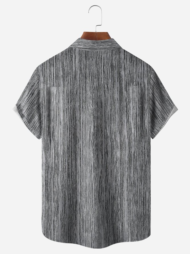 Bark Pattern Chest Pocket Short Sleeve Shirt