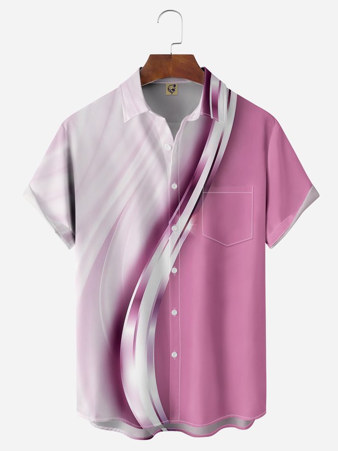 Geomatric Chest Pocket Short Sleeve Casual Shirt