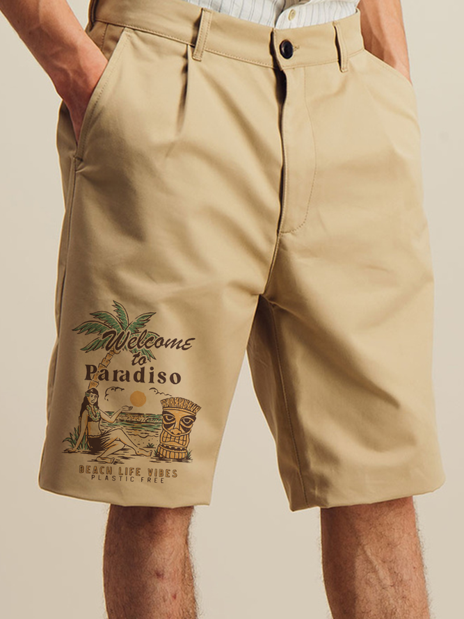 Coconut Tree Print Resort Bermuda Shorts
