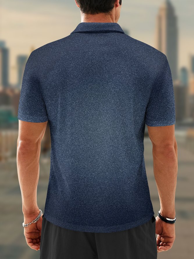 Ombre Zip Short Sleeves Casual Polo Shirt