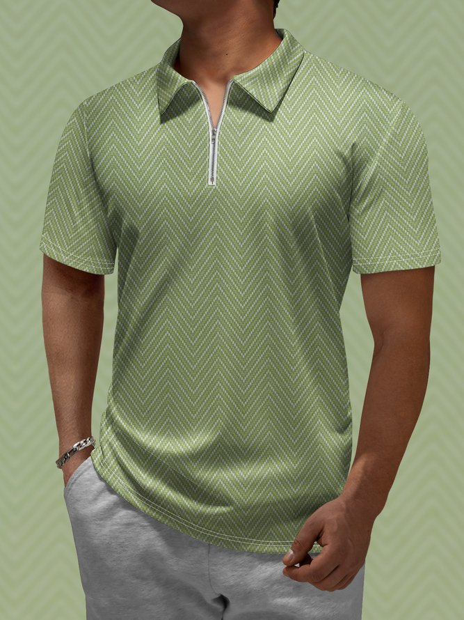 Geometric Short Sleeves Casual Polo Shirt