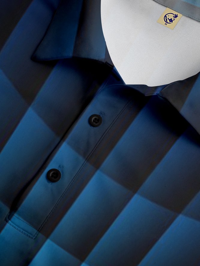 3D Geometric Button Long Sleeve Casual Polo Shirt