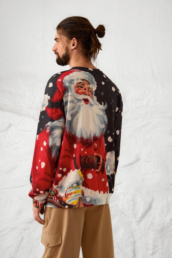 Men's Christmas Graphic Print Crew Neck Sweatshirt