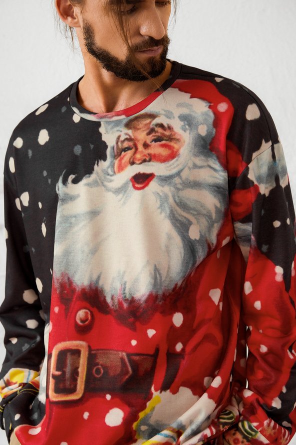 Men's Christmas Graphic Print Crew Neck Sweatshirt