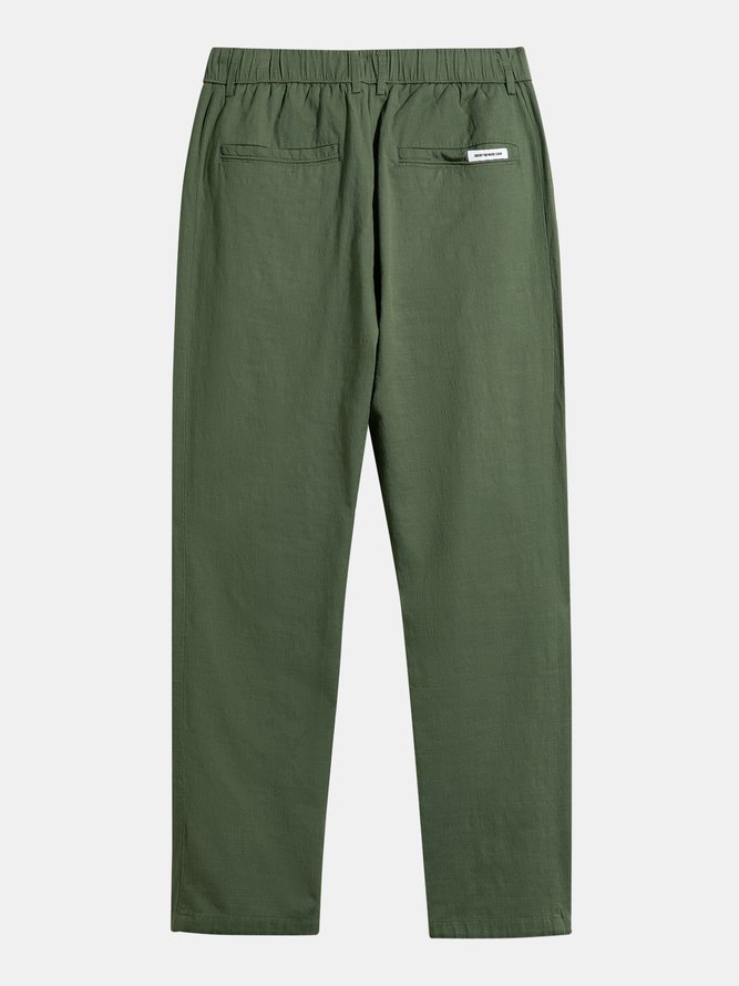 Cotton Solid Straight Chino Casual Pants