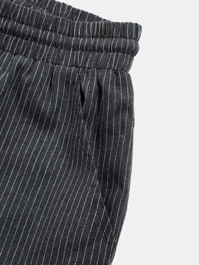Casual Striped Drawstring Casual Pants