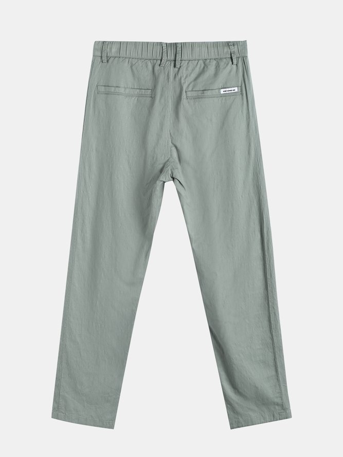 Cotton Solid Straight Chino Casual Pants