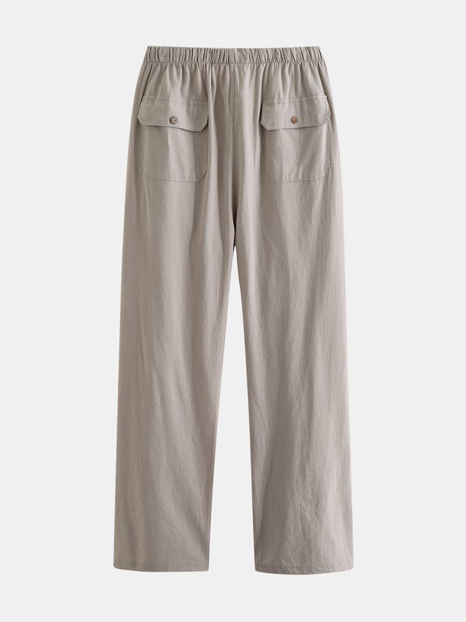 Casual Solid Drawstring Casual Pants