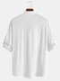 Men's Linen Stand Collar Half Sleeve Shirt