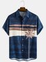 Men's Coconut Tree Print Fashion Lapel Short Sleeve Hawaiian Shirt