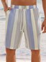 Stripes Drawstring Elastic Waist Bermuda Shorts