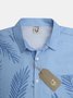 Hawaiian Botanical Print Chest Pocket Short-Sleeve Casual Shirt