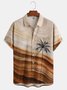 Men's Coconut Tree Print Moisture Wicking Fabric Fashion Lapel Short Sleeve Hawaiian Shirt