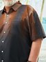 Big Size Gradient Texture Chest Pocket Short Sleeve Casual Shirt