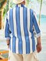 Big Size Striped Chest Pocket Long Sleeve Casual Shirt