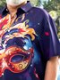 Big Size Carnival Party Mask Chest Pocket Short Sleeve Shirt