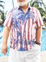 Big Size American Flag Coconut Tree Chest Pocket Short Sleeve Casual Shirt