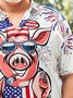 Big Size BBQ Chef Pig Chest Pocket Short Sleeve Hawaiian Shirt