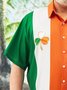 Big Size St. Patrick's Day Chest Pocket Short Sleeve Bowling Shirt