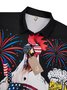 American Flag Rooster Chest Pocket Short Sleeve Casual Shirt