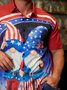 Independence Day Flag Gnomes Chest Pocket Short Sleeve Shirt