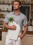 Men's contrast three-dimensional coconut tree interesting personality short-sleeved shirt