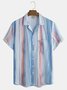 Striped Short Sleeve Cheast Pocket Resort Shirt