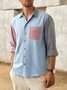 Cotton Color Contrast Long Sleeve Casual Shirt