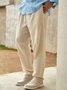 Cotton and Linen Plain Hawaiian Casual Trousers