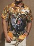 Mens Thanksgiving Turkey Print Casual Short Sleeve Shirt Hawaiian Shirt with Pocket