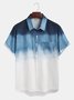 Gradient Color Chest Pocket Short Sleeve Resort Shirt