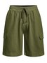 Mens Linen Shorts Multi-Pocket Tie Cargo Bottom
