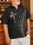 Big Size Easter Cross Chest Pocket Short Sleeve Casual Shirt