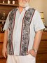 Big Size Textured Chest Pocket Short Sleeve Bowling Shirt