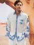 Floral Contrast Chest Pocket Long Sleeve Shirt