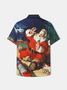 Mens Christmas Casual Short Sleeve Shirt Hawaiian Shirt with Chest Pocket