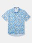 Sea Animal Conch Chest Pocket Short Sleeve Casual Shirt