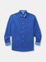 Cotton Contrast Color Long Sleeve Casual Shirt