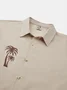 Cotton Coconut Tree Print Long Sleeve Casual Shirt