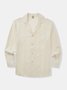 Cotton Plain Long Sleeve Casual  Guayabera Shirt