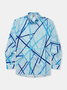 Geometric Chest Pocket Long Sleeve Casual Shirt