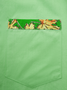 Cotton Plain Patchwork Leaf Print Chest Pocket Long Sleeved Casual Shirt