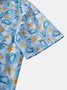 Sea Animal Conch Chest Pocket Short Sleeve Casual Shirt