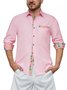 Cotton Paneling Floral Chest Pocket Long Sleeve Shirt