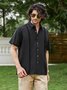 Cotton Striped Patchwork Chest Pocket Short Sleeve Casual Shirt