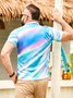 Ombre Button Short Sleeve Polo Shirt